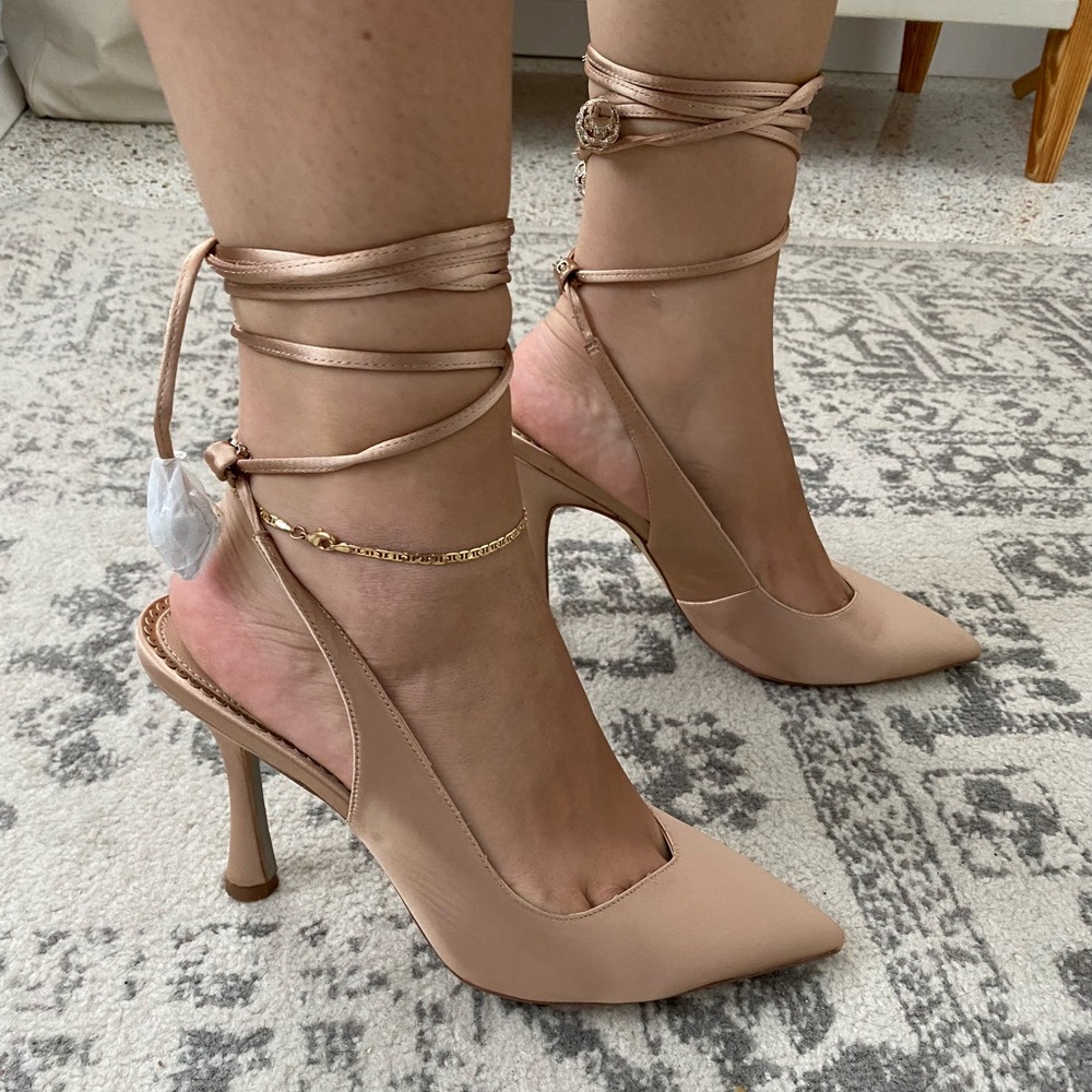 Sam Edelman Harvie Heel in Rosa Blush Satin